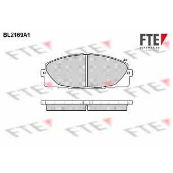 Jeu de 4 plaquettes de frein avant FTE BL2169A1