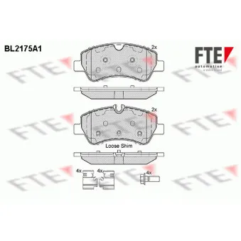 Jeu de 4 plaquettes de frein arrière FTE BL2175A1