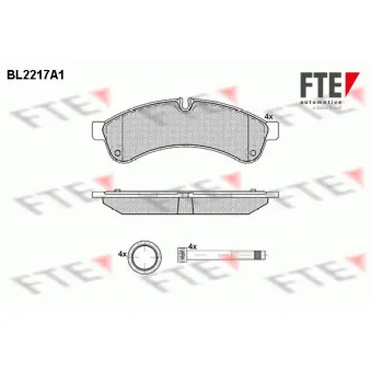 Jeu de 4 plaquettes de frein arrière FTE BL2217A1