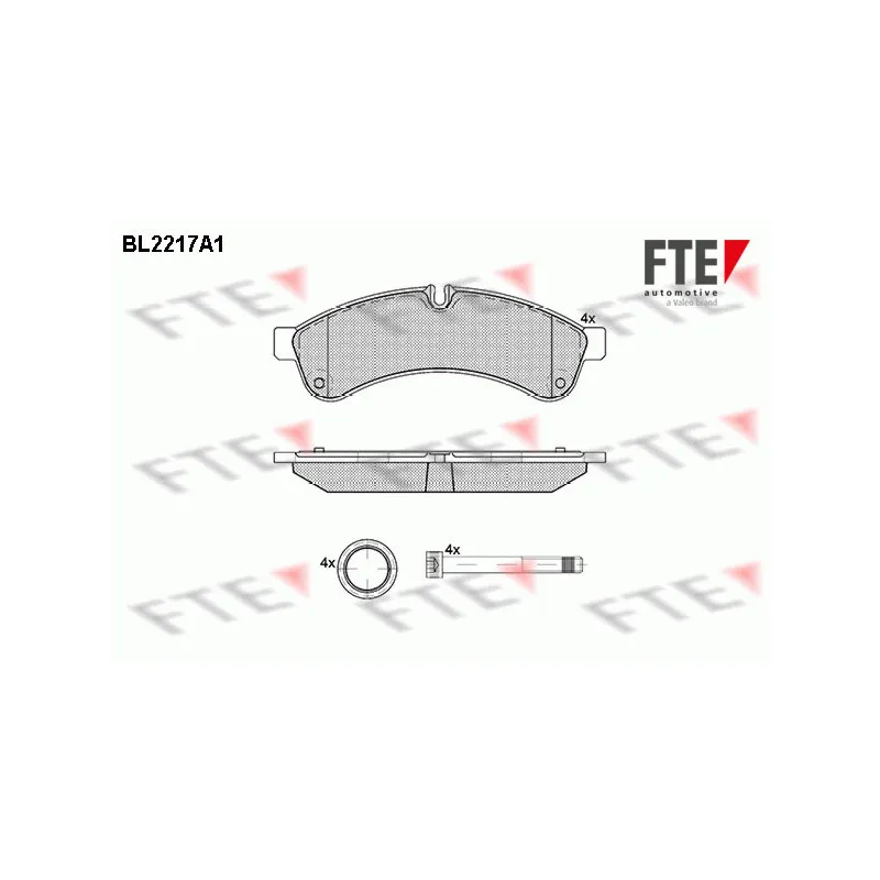 Jeu de 4 plaquettes de frein arrière FTE BL2217A1