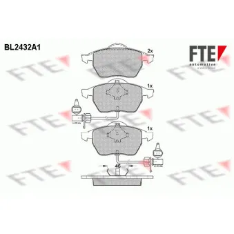 Jeu de 4 plaquettes de frein avant FTE BL2432A1