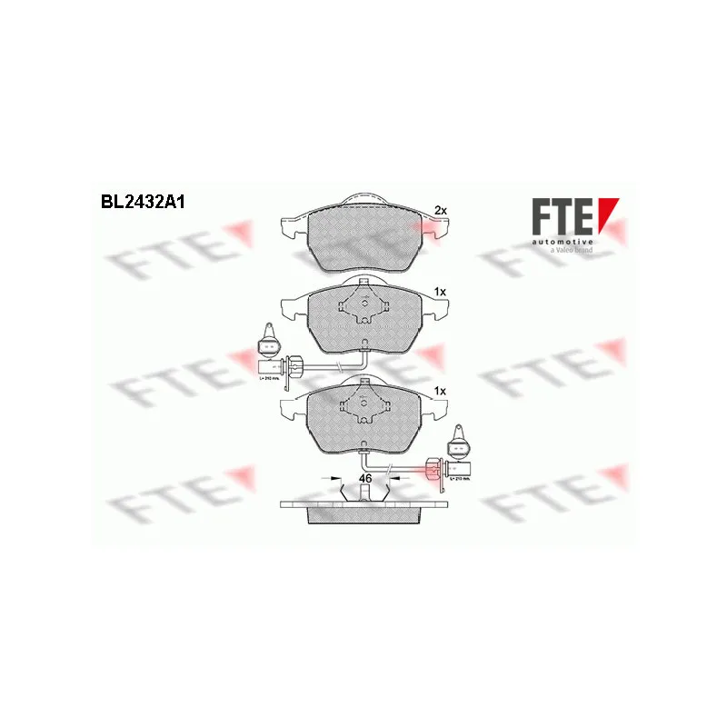 Jeu de 4 plaquettes de frein avant FTE BL2432A1