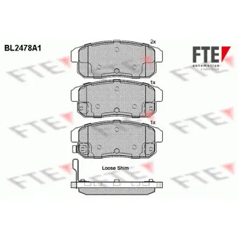 Jeu de 4 plaquettes de frein arrière FTE BL2478A1