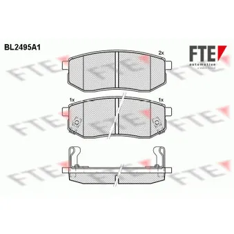 Jeu de 4 plaquettes de frein arrière FTE BL2495A1