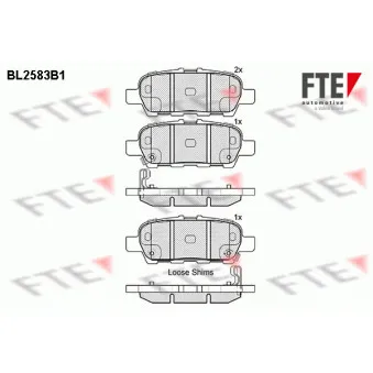 Jeu de 4 plaquettes de frein arrière FTE BL2583B1