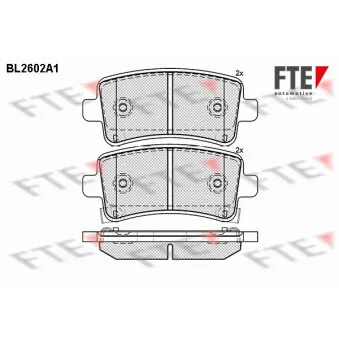 Jeu de 4 plaquettes de frein arrière FTE BL2602A1