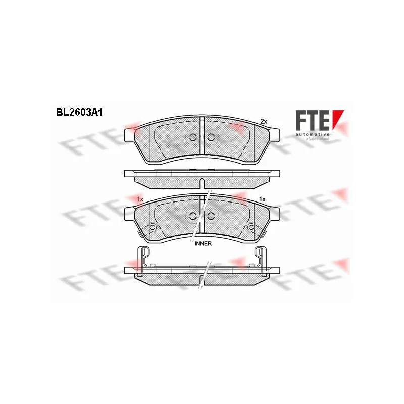 Jeu de 4 plaquettes de frein arrière FTE BL2603A1