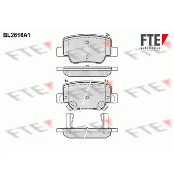 Jeu de 4 plaquettes de frein arrière FTE BL2616A1