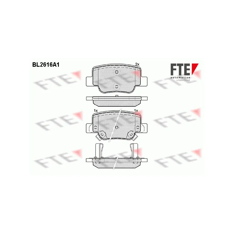 Jeu de 4 plaquettes de frein arrière FTE BL2616A1