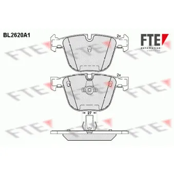 Jeu de 4 plaquettes de frein arrière FTE BL2620A1