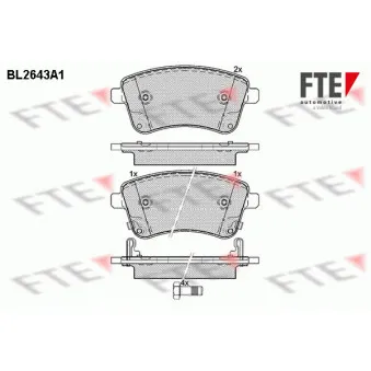 Jeu de 4 plaquettes de frein avant FTE BL2643A1