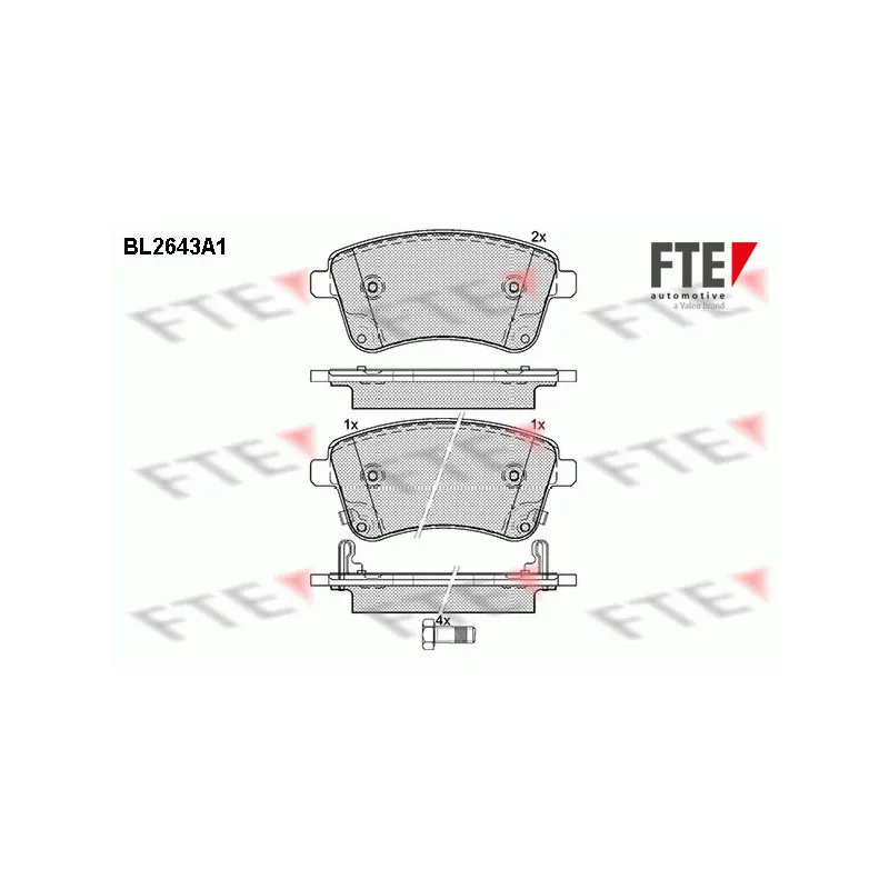 Jeu de 4 plaquettes de frein avant FTE BL2643A1