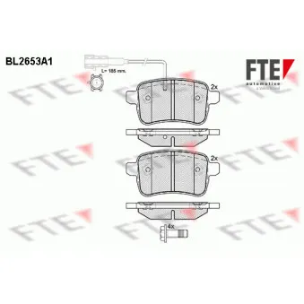 Jeu de 4 plaquettes de frein arrière FTE BL2653A1