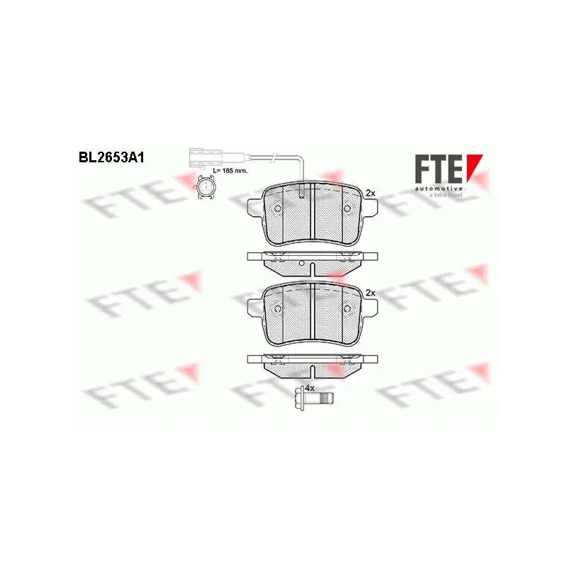 Jeu de 4 plaquettes de frein arrière FTE BL2653A1