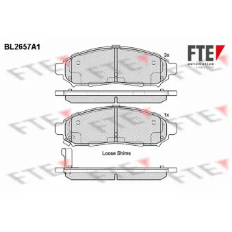 Jeu de 4 plaquettes de frein avant FTE BL2657A1