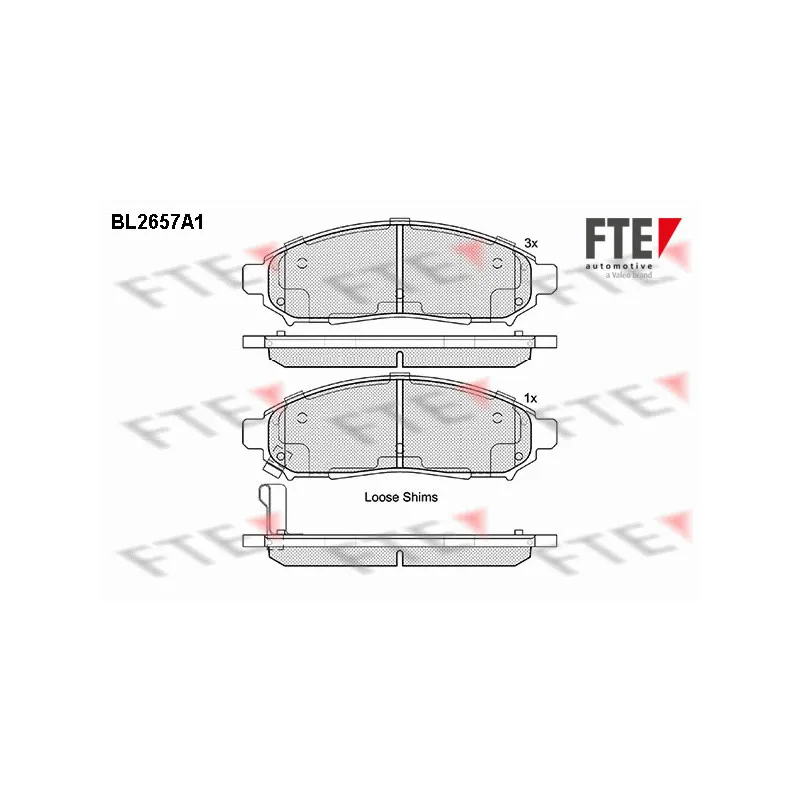 Jeu de 4 plaquettes de frein avant FTE BL2657A1