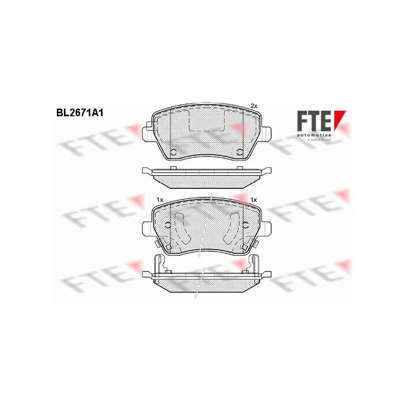 Jeu de 4 plaquettes de frein avant FTE BL2671A1