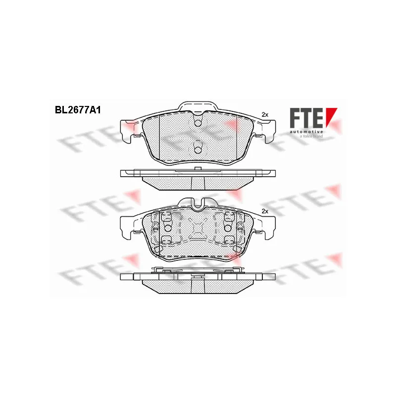 Jeu de 4 plaquettes de frein arrière FTE BL2677A1