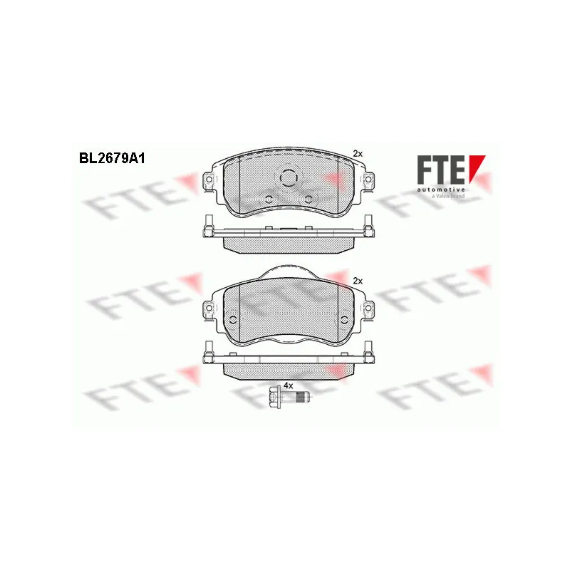 Jeu de 4 plaquettes de frein avant FTE BL2679A1