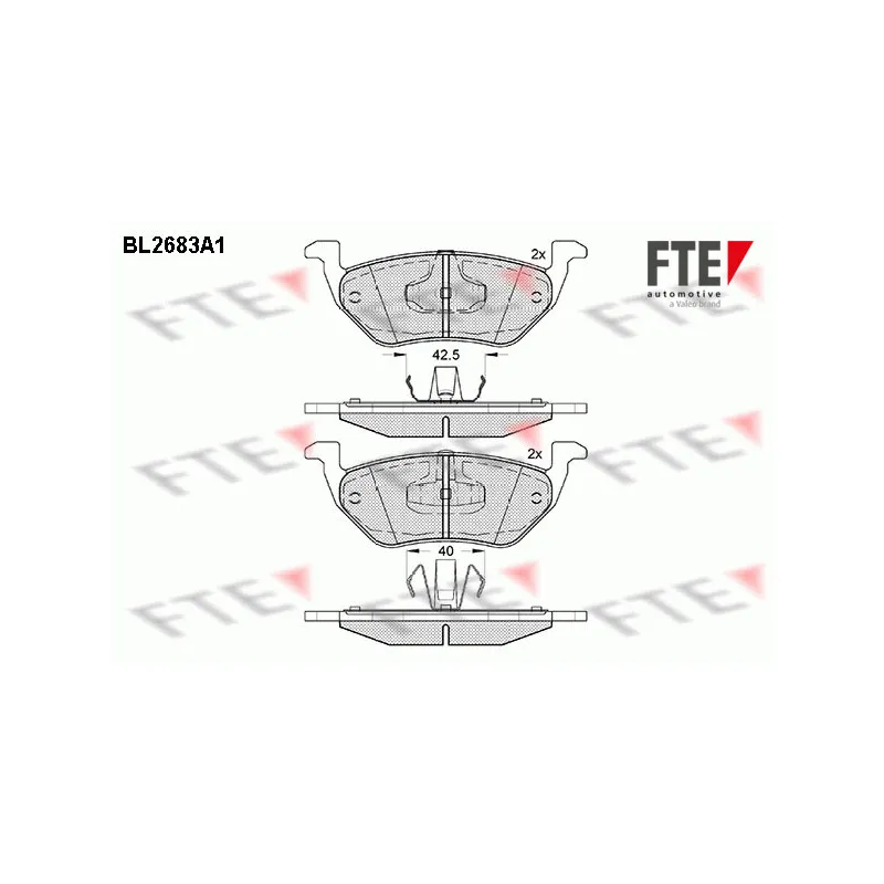 Jeu de 4 plaquettes de frein arrière FTE BL2683A1