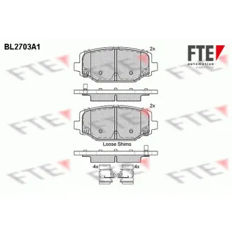 Jeu de 4 plaquettes de frein arrière FTE BL2703A1