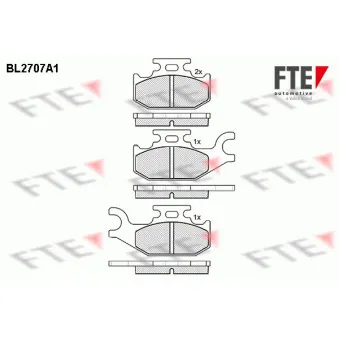 Jeu de 4 plaquettes de frein avant FTE