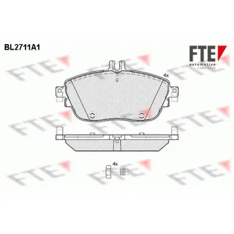 Jeu de 4 plaquettes de frein avant FTE BL2711A1