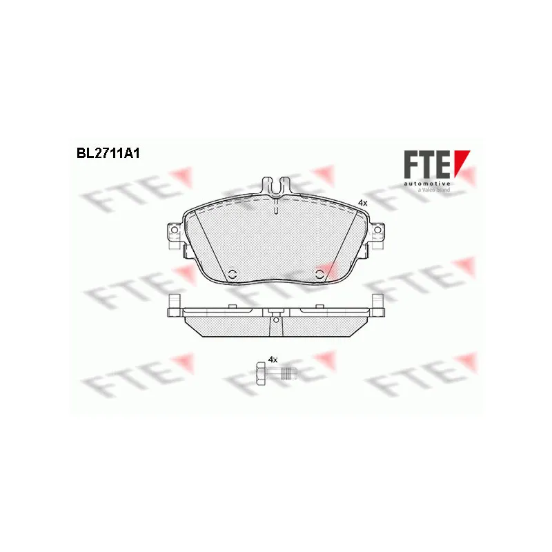 Jeu de 4 plaquettes de frein avant FTE BL2711A1