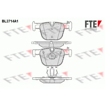 Jeu de 4 plaquettes de frein arrière FTE BL2714A1