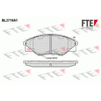 Jeu de 4 plaquettes de frein avant FTE BL2716A1