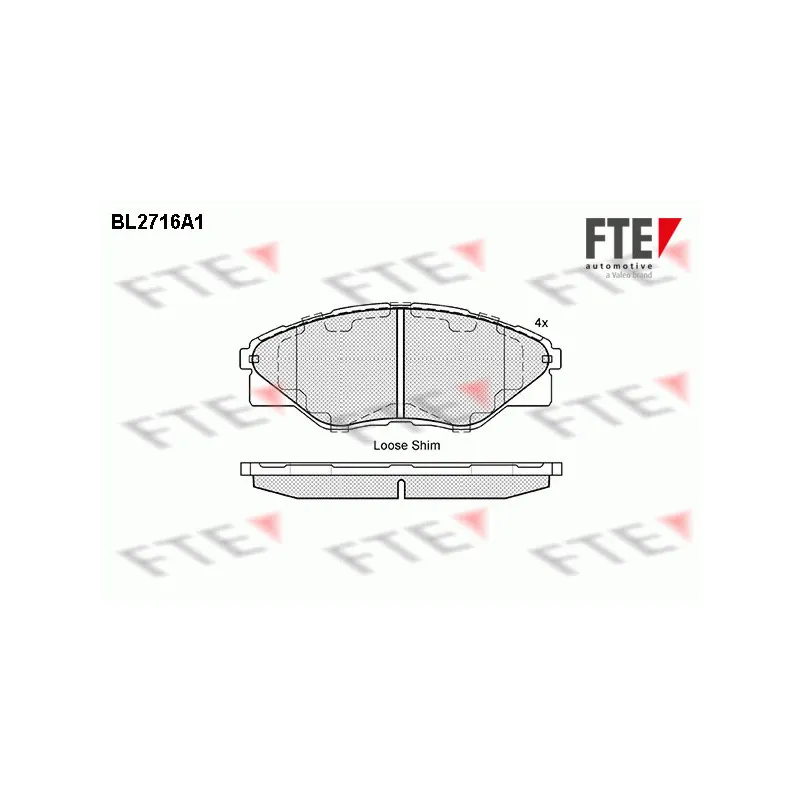 Jeu de 4 plaquettes de frein avant FTE BL2716A1