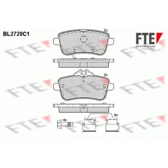 Jeu de 4 plaquettes de frein arrière FTE BL2720C1