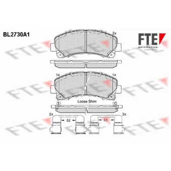 Jeu de 4 plaquettes de frein avant FTE BL2730A1