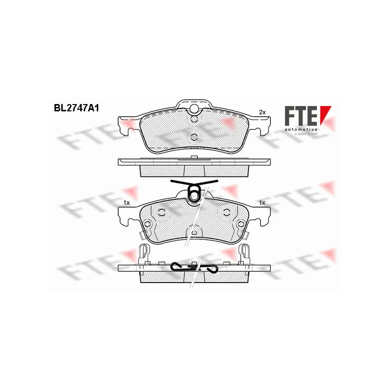 Jeu de 4 plaquettes de frein arrière FTE BL2747A1