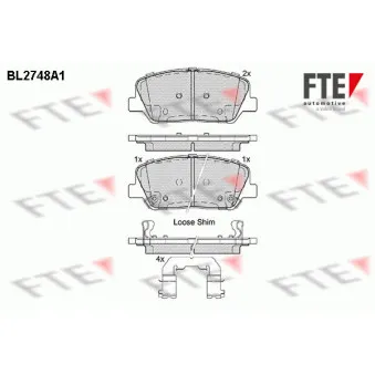 Jeu de 4 plaquettes de frein avant FTE BL2748A1