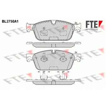 Jeu de 4 plaquettes de frein avant FTE BL2750A1