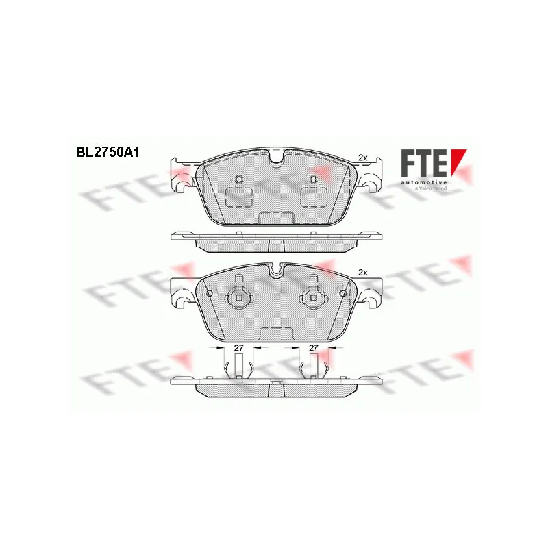 Jeu de 4 plaquettes de frein avant FTE BL2750A1