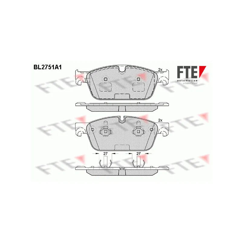 Jeu de 4 plaquettes de frein avant FTE BL2751A1