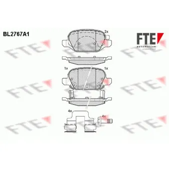 Jeu de 4 plaquettes de frein arrière FTE BL2767A1