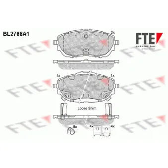 Jeu de 4 plaquettes de frein avant FTE BL2768A1