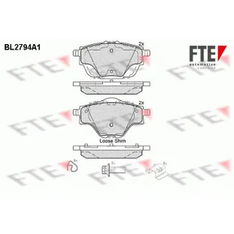 Jeu de 4 plaquettes de frein arrière FTE BL2794A1