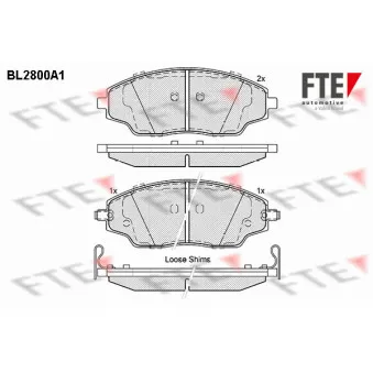 Jeu de 4 plaquettes de frein avant FTE BL2800A1