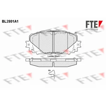 Jeu de 4 plaquettes de frein avant FTE BL2801A1