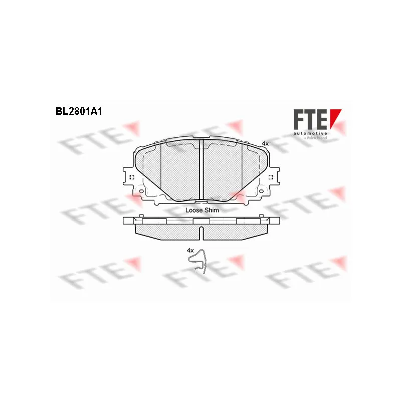 Jeu de 4 plaquettes de frein avant FTE BL2801A1