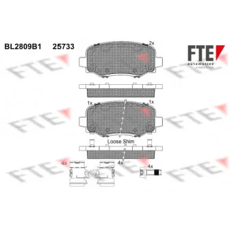 Jeu de 4 plaquettes de frein arrière FTE BL2809B1