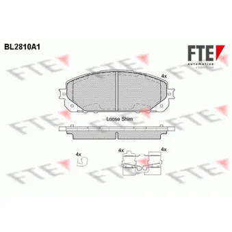 Jeu de 4 plaquettes de frein avant FTE BL2810A1