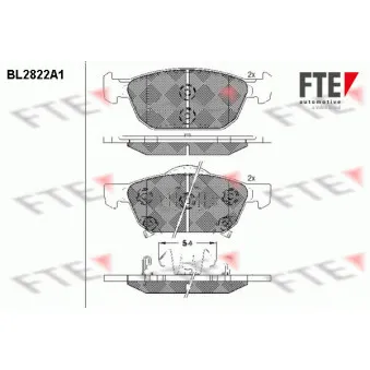 Jeu de 4 plaquettes de frein avant FTE BL2822A1