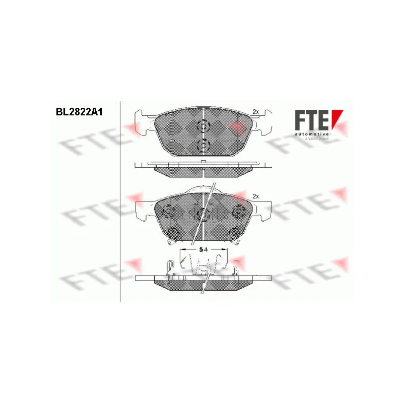 Jeu de 4 plaquettes de frein avant FTE BL2822A1