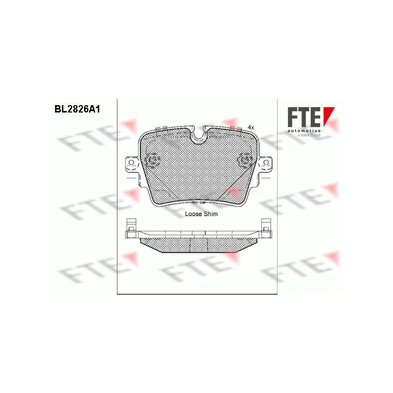 Jeu de 4 plaquettes de frein arrière FTE BL2826A1