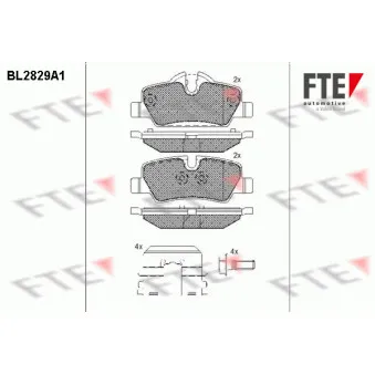 Jeu de 4 plaquettes de frein arrière FTE BL2829A1